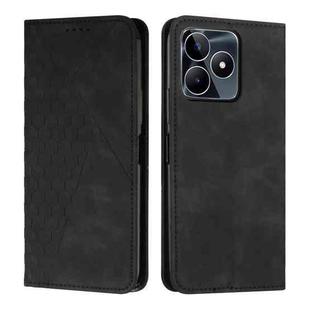 For Realme C53/Narzo N53 Diamond Splicing Skin Feel Magnetic Leather Phone Case(Black)