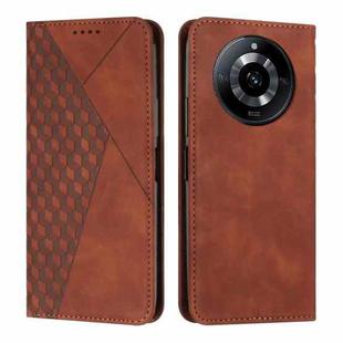 For Realme 11 Diamond Splicing Skin Feel Magnetic Leather Phone Case(Brown)