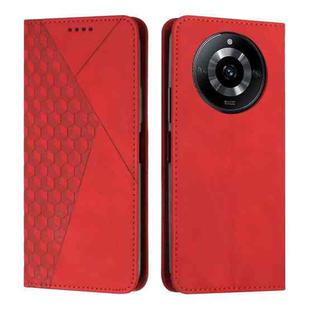 For Realme 11 Pro/11 Pro+ Diamond Splicing Skin Feel Magnetic Leather Phone Case(Red)