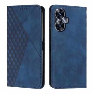 For Realme C55 Diamond Splicing Skin Feel Magnetic Leather Phone Case(Blue)