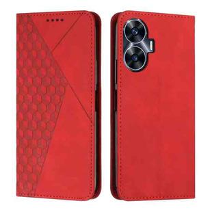 For Realme C55 Diamond Splicing Skin Feel Magnetic Leather Phone Case(Red)