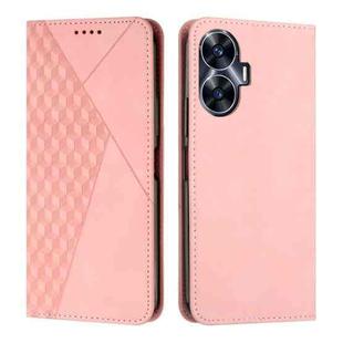 For Realme C55 Diamond Splicing Skin Feel Magnetic Leather Phone Case(Rose Gold)