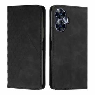 For Realme C55 Diamond Splicing Skin Feel Magnetic Leather Phone Case(Black)