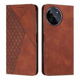 For Realme 11 4G Global Diamond Splicing Skin Feel Magnetic Leather Phone Case(Brown)