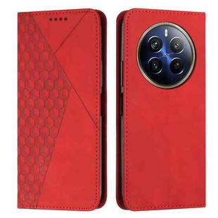 For Realme 12 Pro+ Diamond Splicing Skin Feel Magnetic Leather Phone Case(Red)
