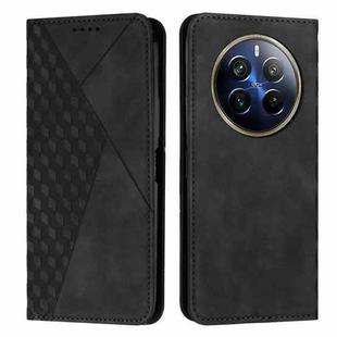 For Realme 12 Pro+ Diamond Splicing Skin Feel Magnetic Leather Phone Case(Black)