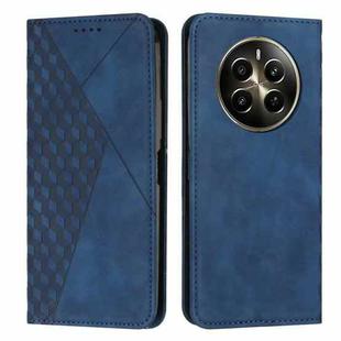 For Realme 12+ Diamond Splicing Skin Feel Magnetic Leather Phone Case(Blue)