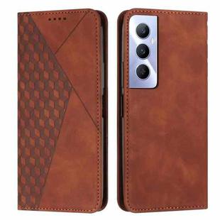 For Realme C65 4G Diamond Splicing Skin Feel Magnetic Leather Phone Case(Brown)