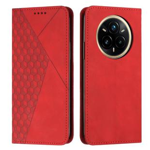 For Realme 14 Pro+ Diamond Splicing Skin Feel Magnetic Leather Phone Case(Red)