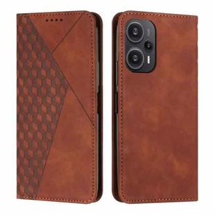 For Xiaomi Redmi Note 12 Turbo/Poco F5 Diamond Splicing Skin Feel Magnetic Leather Phone Case(Brown)