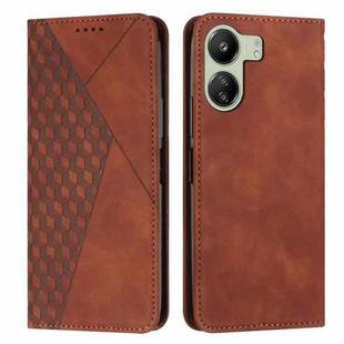 For Xiaomi Redmi 13C Diamond Splicing Skin Feel Magnetic Leather Phone Case(Brown)