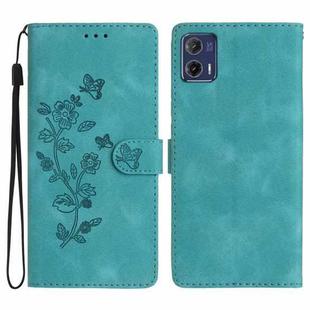 For Motorola Moto G73 Flower Butterfly Embossing Pattern Leather Phone Case(Sky Blue)