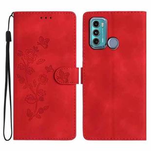 For Motorola Moto G60 / G40 Fusion Flower Butterfly Embossing Pattern Leather Phone Case(Red)