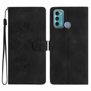 For Motorola Moto G60 / G40 Fusion Flower Butterfly Embossing Pattern Leather Phone Case(Black)