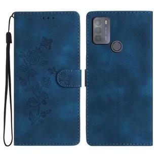 For Motorola Moto G50 Flower Butterfly Embossing Pattern Leather Phone Case(Blue)