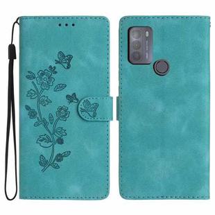 For Motorola Moto G50 Flower Butterfly Embossing Pattern Leather Phone Case(Sky Blue)