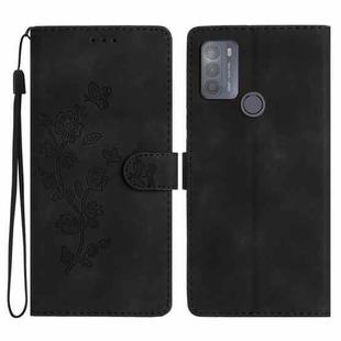 For Motorola Moto G50 Flower Butterfly Embossing Pattern Leather Phone Case(Black)