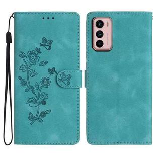 For Motorola Moto G42 Flower Butterfly Embossing Pattern Leather Phone Case(Sky Blue)