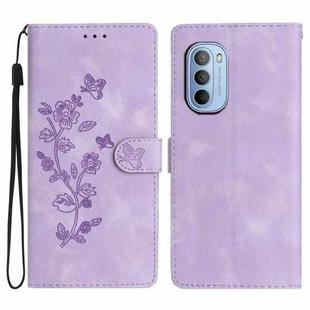 For Motorola Moto G31 / G41 Flower Butterfly Embossing Pattern Leather Phone Case(Purple)