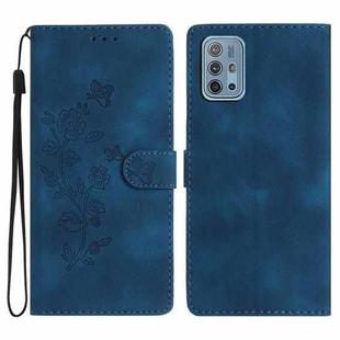 For Motorola Moto G10 / G20 / G30 Flower Butterfly Embossing Pattern Leather Phone Case(Blue)