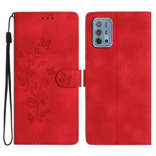 For Motorola Moto G10 / G20 / G30 Flower Butterfly Embossing Pattern Leather Phone Case(Red)