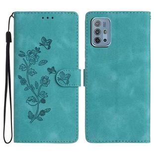 For Motorola Moto G10 / G20 / G30 Flower Butterfly Embossing Pattern Leather Phone Case(Sky Blue)