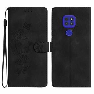 For Motorola Moto G9 / G9 Play / E7 Plus Flower Butterfly Embossing Pattern Leather Phone Case(Black)