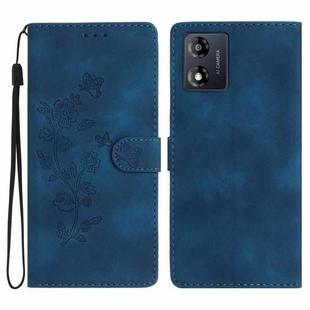 For Motorola Moto E13 Flower Butterfly Embossing Pattern Leather Phone Case(Blue)