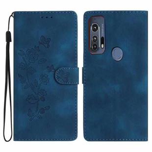 For Motorola Edge+ 2020 Flower Butterfly Embossing Pattern Leather Phone Case(Blue)