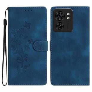 For Motorola Edge 40 Flower Butterfly Embossing Pattern Leather Phone Case(Blue)