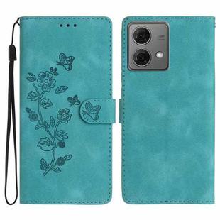 For Motorola Moto G84 5G Flower Butterfly Embossing Pattern Leather Phone Case(Sky Blue)