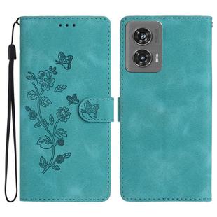 For Motorola Edge 50 Fusion Flower Butterfly Embossing Pattern Leather Phone Case(Sky Blue)