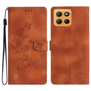 For Motorola Moto G15 Flower Butterfly Embossing Pattern Leather Phone Case(Brown)
