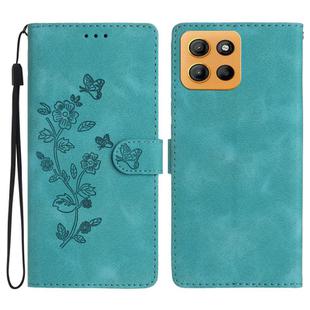 For Motorola Moto G15 Flower Butterfly Embossing Pattern Leather Phone Case(Sky Blue)