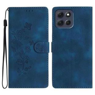 For Motorola Moto G86 5G Flower Butterfly Embossing Pattern Leather Phone Case(Blue)