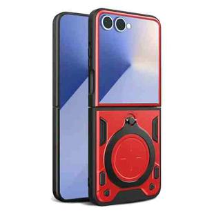 For Samsung Galaxy Z Flip7 CD Texture Magnetic Holder Phone Case(Red)