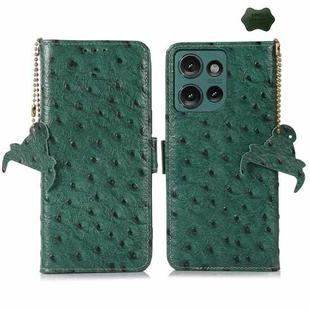 For Motorola Edge 50 Ostrich Pattern Genuine Leather RFID Phone Case(Green)