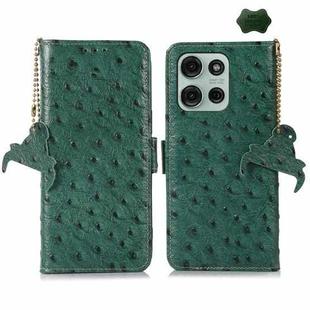 For Motorola Moto G75 5G Ostrich Pattern Genuine Leather RFID Phone Case(Green)