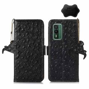 For Nokia XR21 Ostrich Pattern Genuine Leather RFID Phone Case(Black)