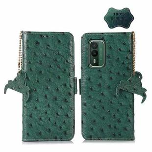 For Nokia XR21 Ostrich Pattern Genuine Leather RFID Phone Case(Green)