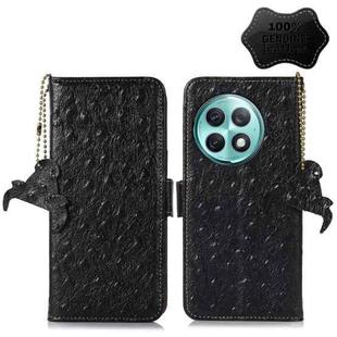 For OnePlus Ace 2 Pro Ostrich Pattern Genuine Leather RFID Phone Case(Black)