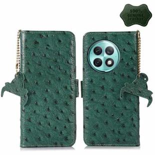 For OnePlus Ace 2 Pro Ostrich Pattern Genuine Leather RFID Phone Case(Green)