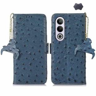 For OnePlus Nord CE4 5G / K12 5G Ostrich Pattern Genuine Leather RFID Phone Case(Blue)