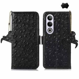 For OnePlus Nord CE4 5G / K12 5G Ostrich Pattern Genuine Leather RFID Phone Case(Black)