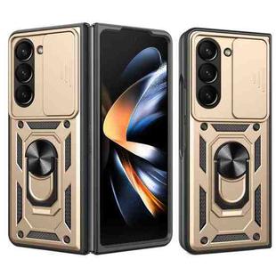 For Samsung Galaxy Z Fold5 Sliding Camera Cover Design TPU+PC Phone Case(Gold)