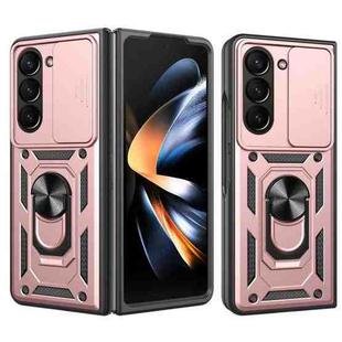 For Samsung Galaxy Z Fold5 Sliding Camera Cover Design TPU+PC Phone Case(Rose Gold)