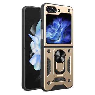 For Samsung Galaxy Z Flip5 Armor Magnetic Bracket TPU+PC Phone Case(Gold)