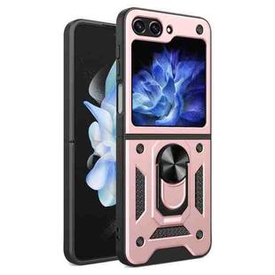 For Samsung Galaxy Z Flip5 Armor Magnetic Bracket TPU+PC Phone Case(Rose Gold)