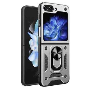 For Samsung Galaxy Z Flip5 Armor Magnetic Bracket TPU+PC Phone Case(Silver)