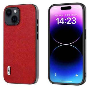 For iPhone 15 Plus ABEEL Retro Litchi Texture PU Phone Case(Red)